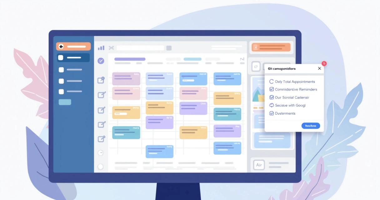 Agenda online para terapeutas com compromissos coloridos e integração com calendário 