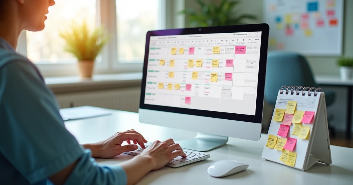Agenda digital preenchida no computador 