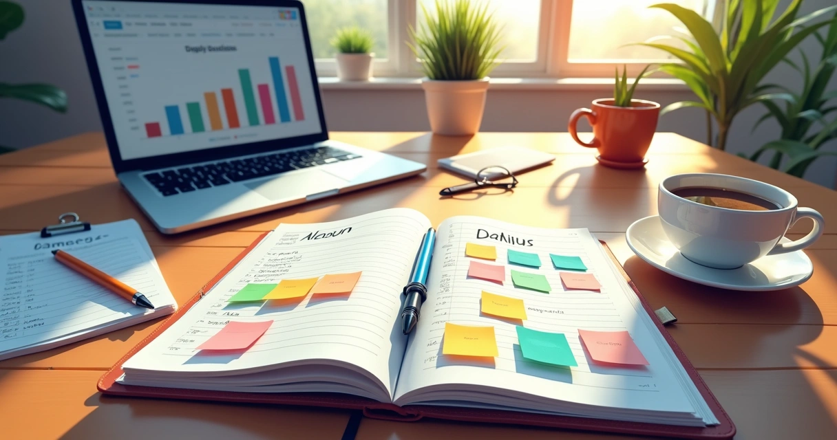 Agenda organizada de um vendedor com tarefas diárias. 