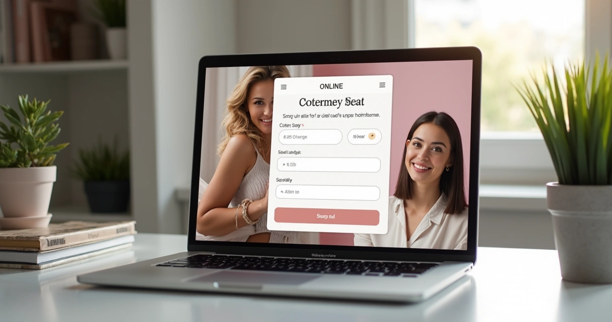 Página de agendamento online personalizada de salão de beleza vista em notebook 