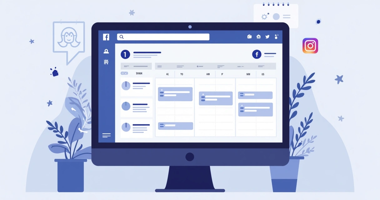 Painel do Facebook Business mostrando agendamento de postagens 