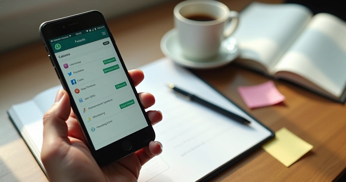 Tela de smartphone com agenda de retornos em CRM e ícone do WhatsApp 