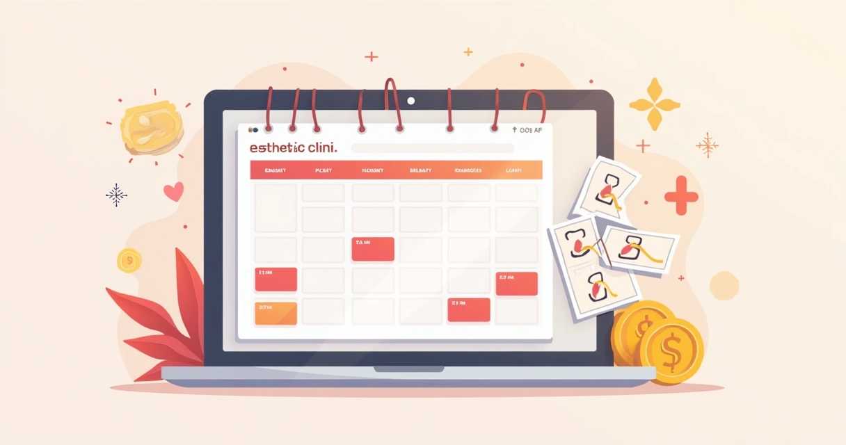 Agenda digital de estética com horários vagos e gráficos de perda financeira 
