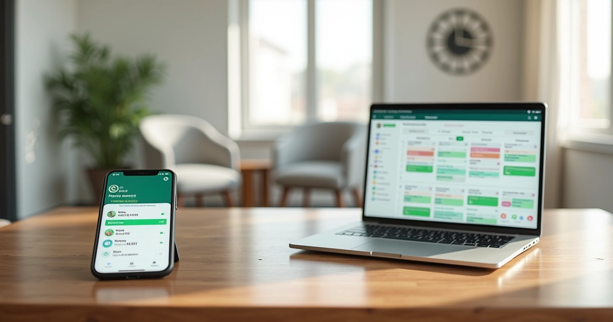 Tela de celular com agenda automatizada de horários integrada a calendário de consultas 