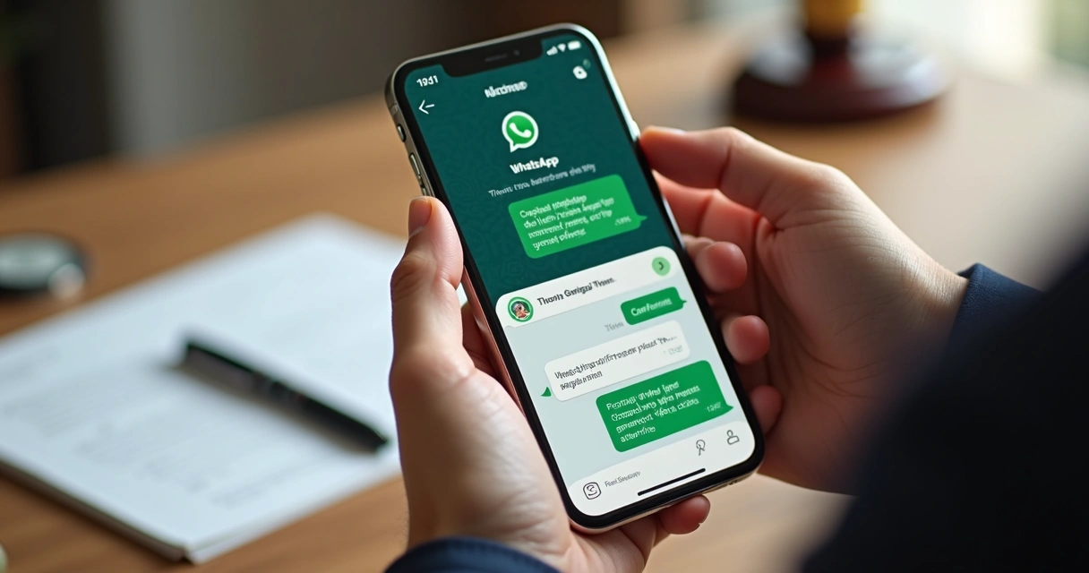 Tela de WhatsApp com conversa entre cliente e assistente virtual sobre agendamento jurídico 