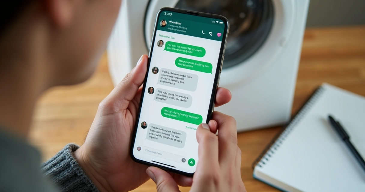 Tela de WhatsApp com agendamento de técnico 