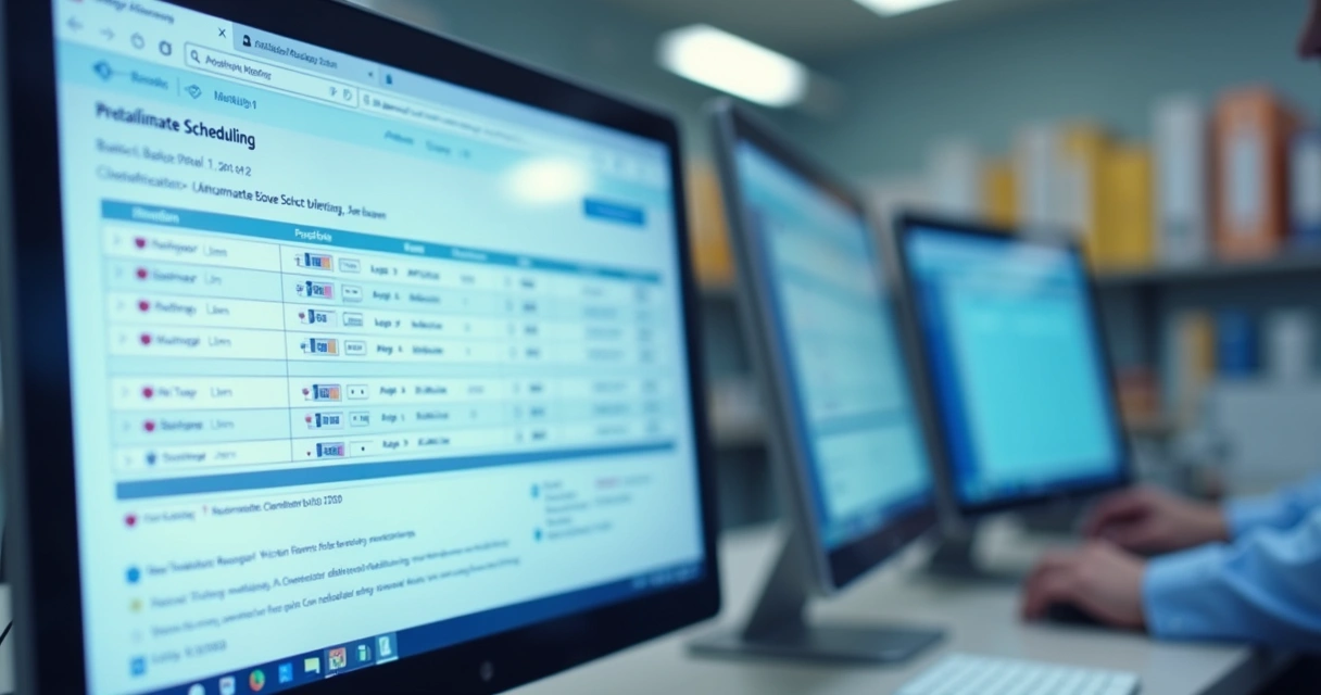 Tela de computador com software de agendamento de backup automatizado 