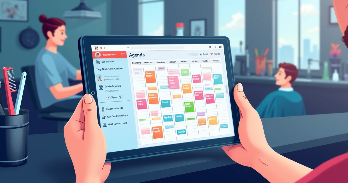 Tela de agenda digital automática de barbearia 