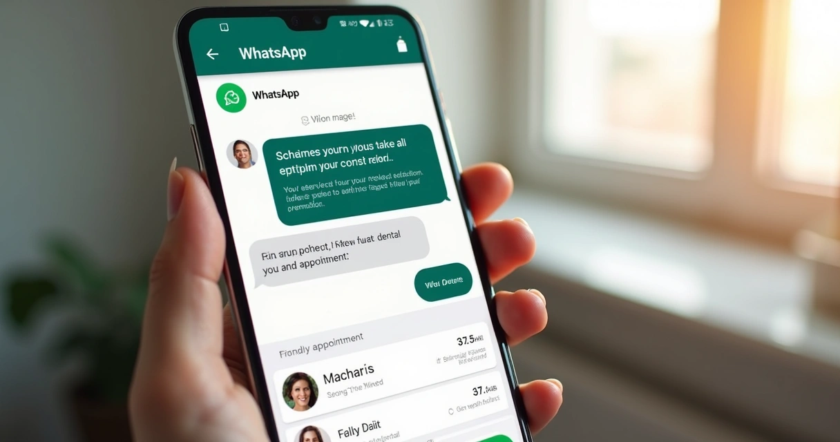 Conversa de agendamento automático no WhatsApp entre clínica odontológica e paciente. 