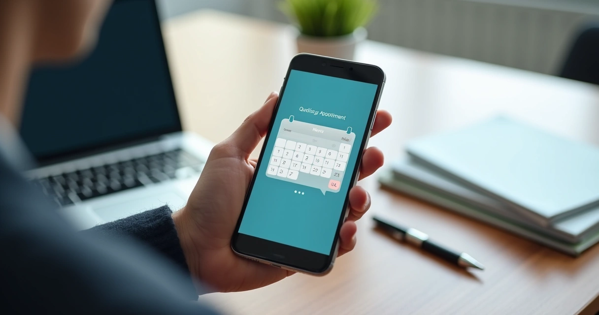 Chatbot realizando agendamento em celular com calendário e confirmação automática 
