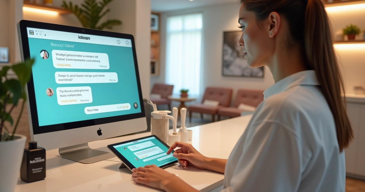 Chatbot no WhatsApp conversando sobre horário em clínica de estética