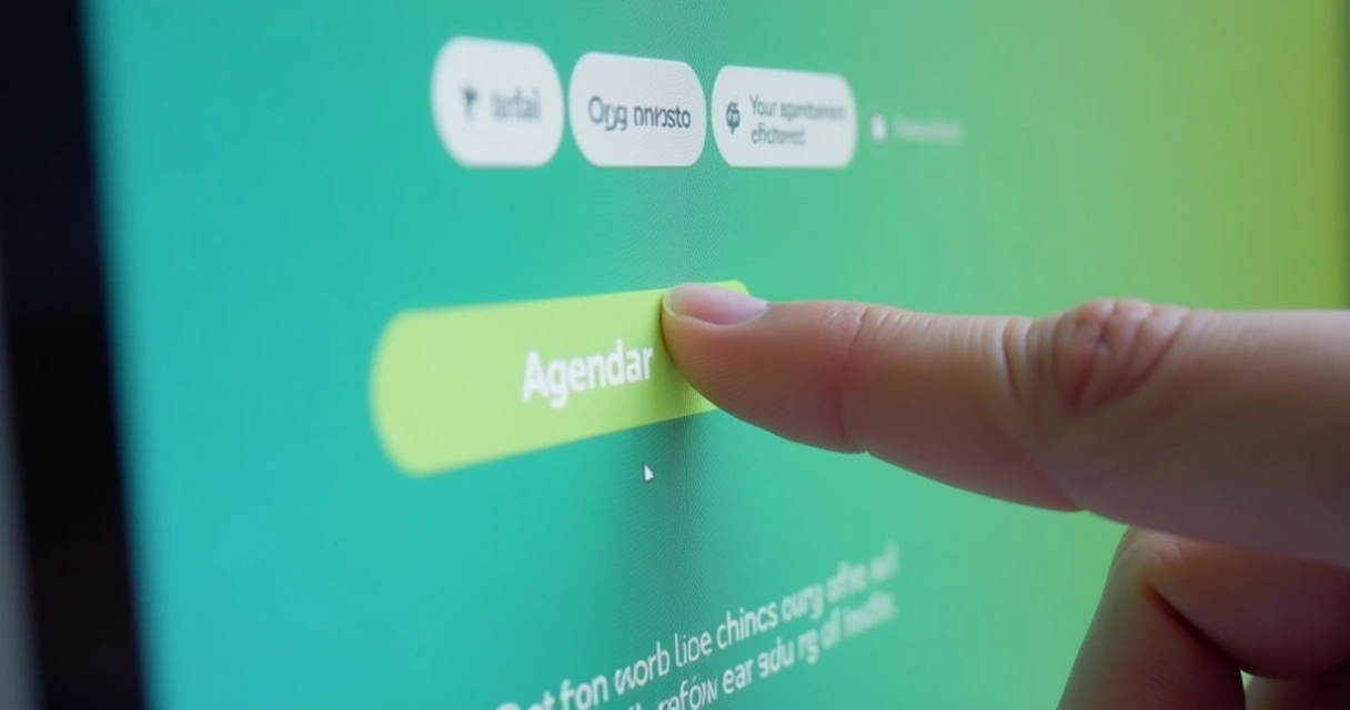 Pessoa finalizando agendamento online após ler seção de FAQ. 