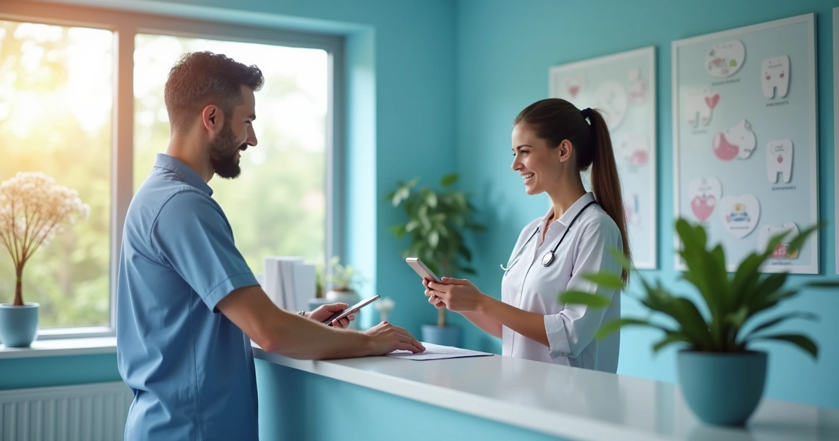 Paciente agendando consulta em clínica odontológica 