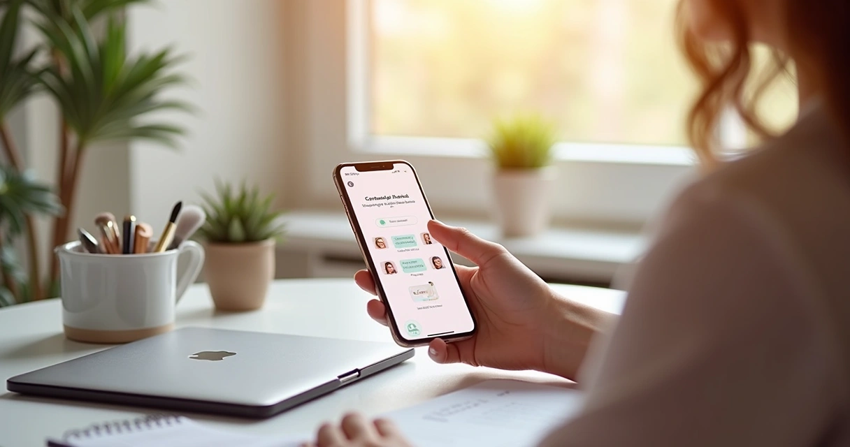 Tela de celular exibindo agenda digital de salão
