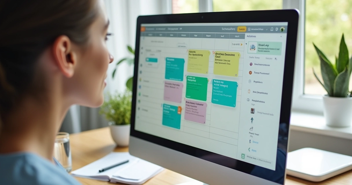 Tela de computador mostrando agenda digital de consultório de nutrição