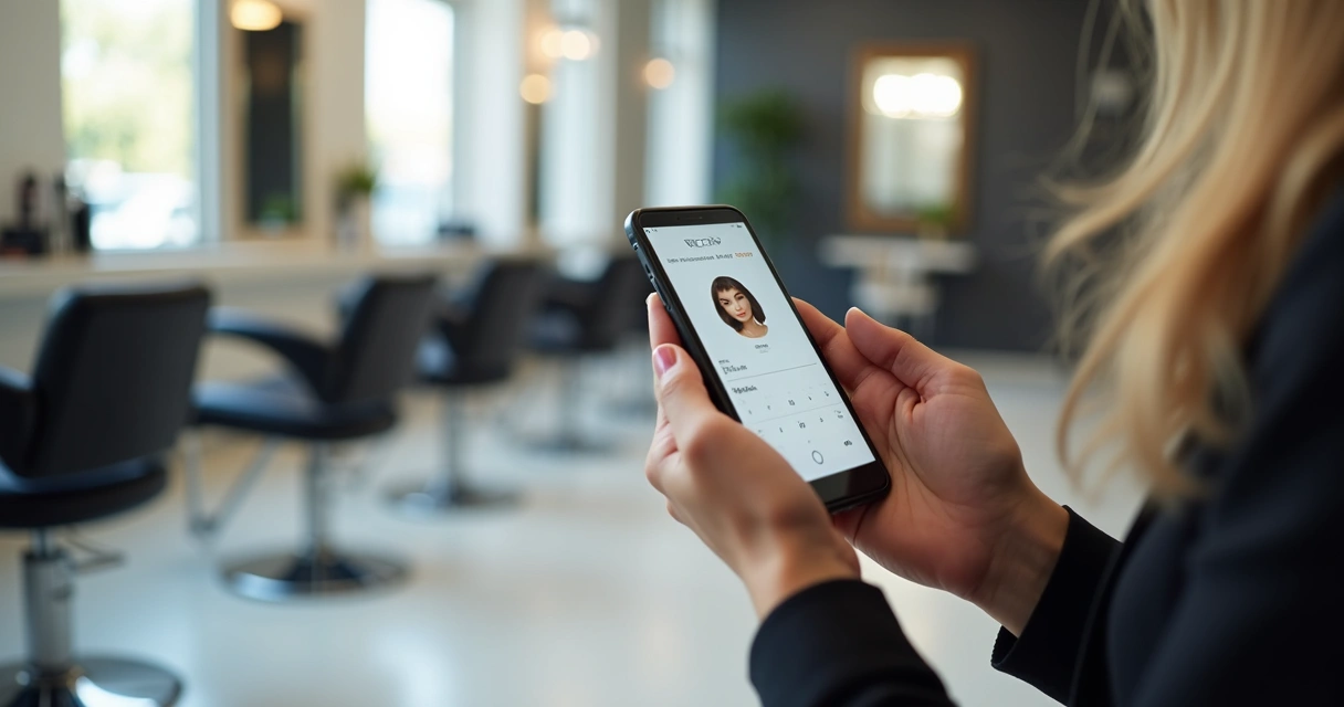 Cliente agendando horário em salão pelo celular 