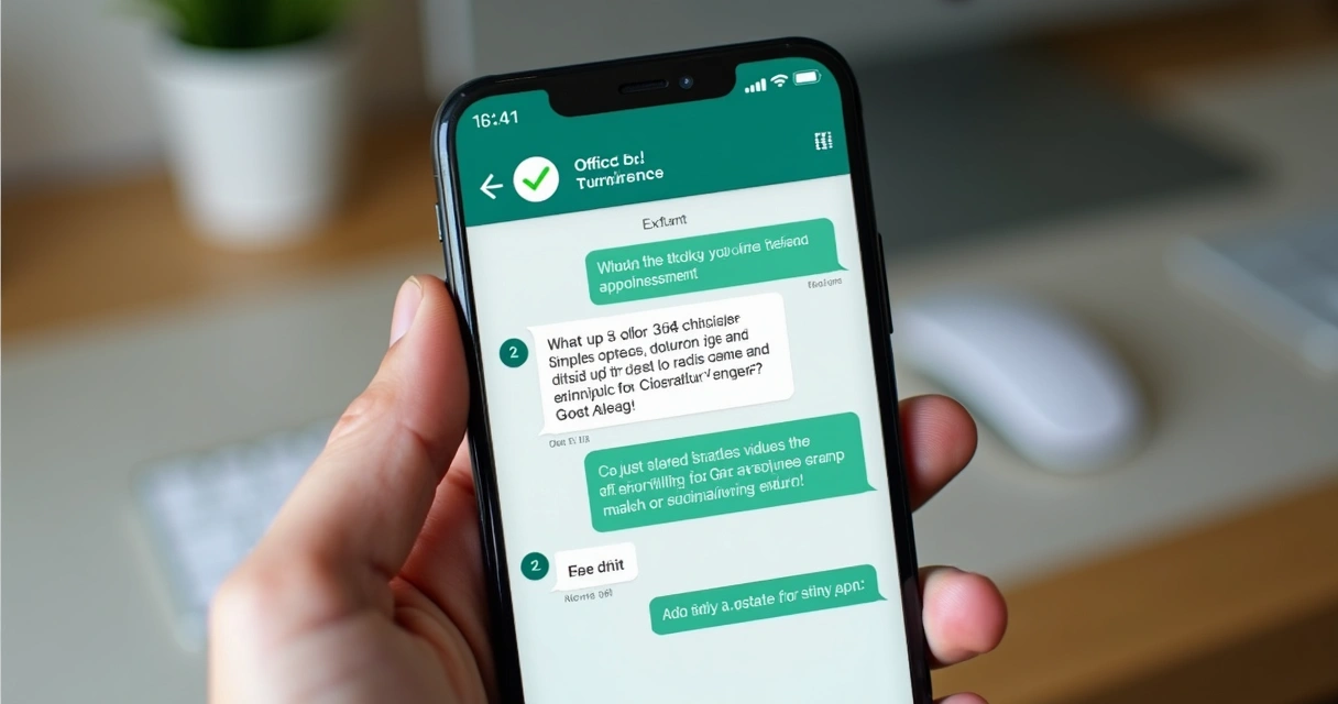 Tela de celular com conversa de agendamento de exame de vista 