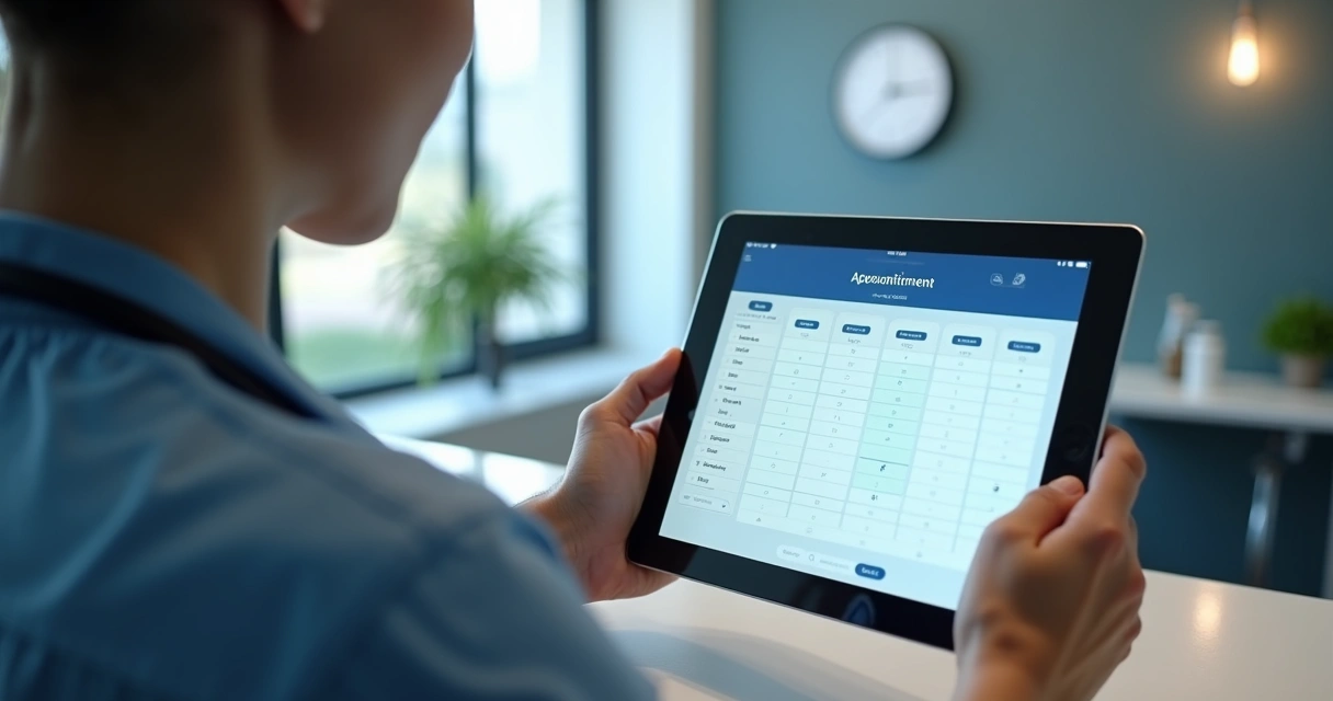 Pessoa agendando consulta médica em tablet 