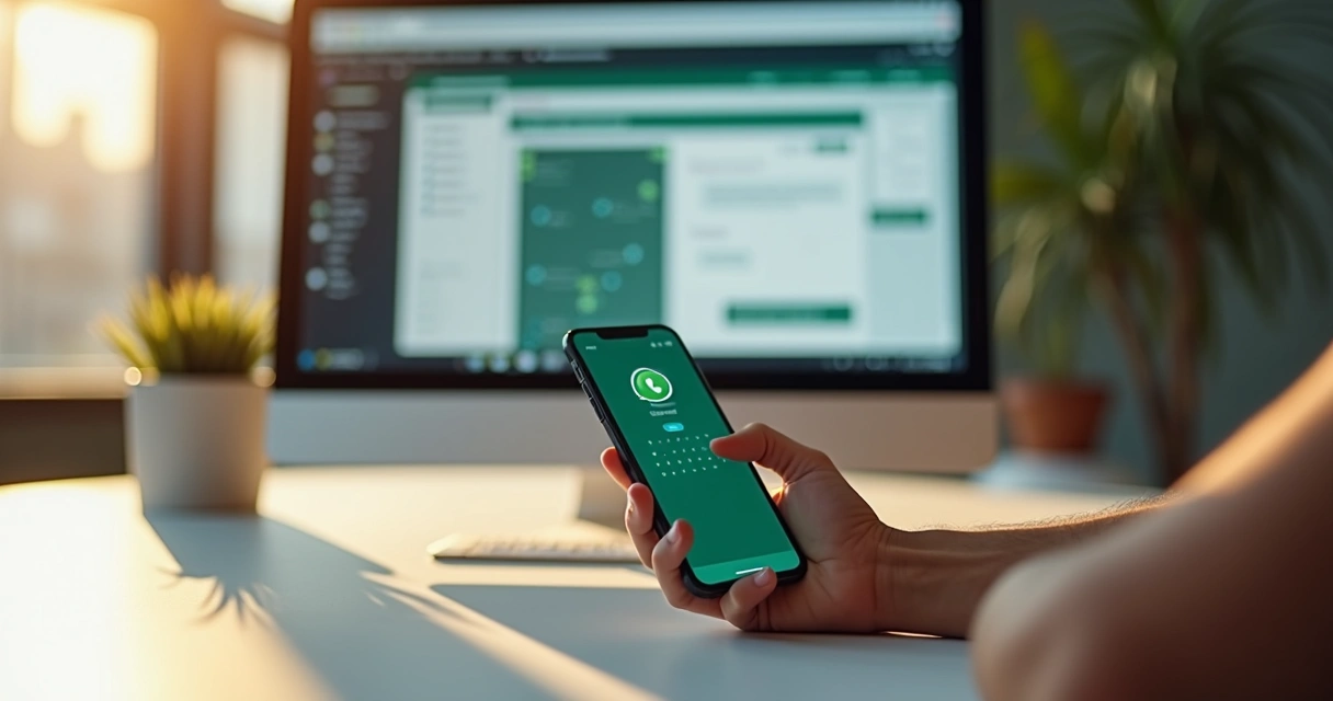 Pessoa agendando mensagem no celular WhatsApp 