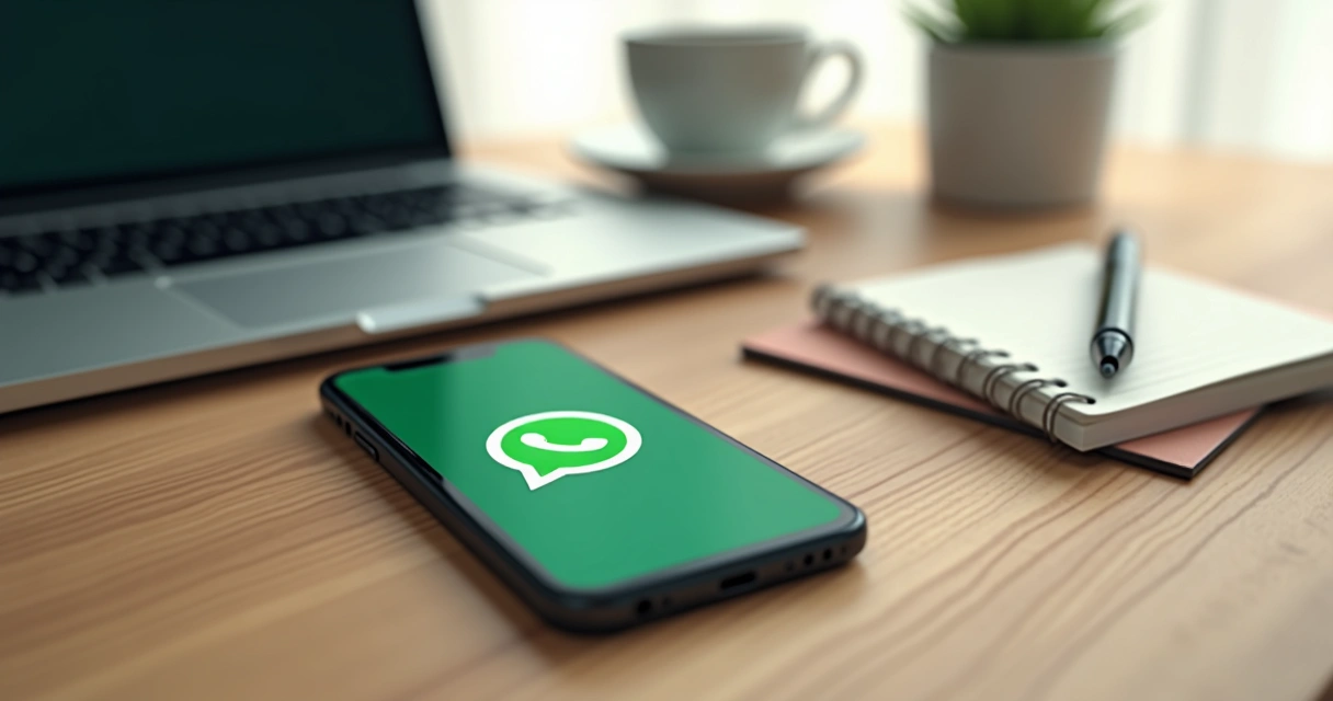 Celular sobre mesa recebendo alerta de mensagem agendada 