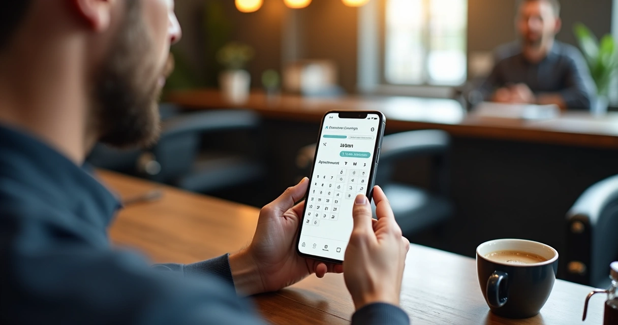 Agenda digital aberta na tela de um celular 