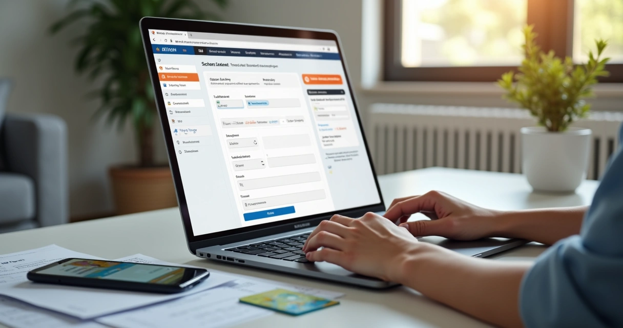 Pessoa agendando online a prova teórica da CNH pelo notebook em casa 