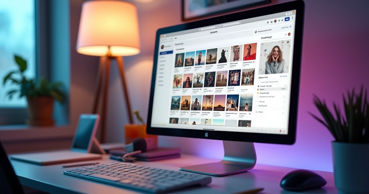 Tela de computador mostrando calendário com posts de Instagram agendados 