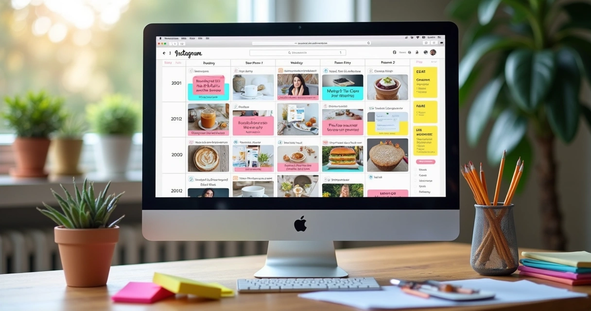 Interface mostrando calendário de posts planejados para o Instagram 