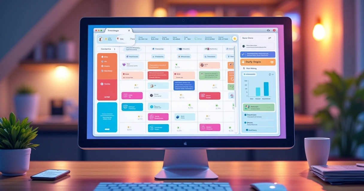 Painel online com calendário de postagens para várias redes sociais