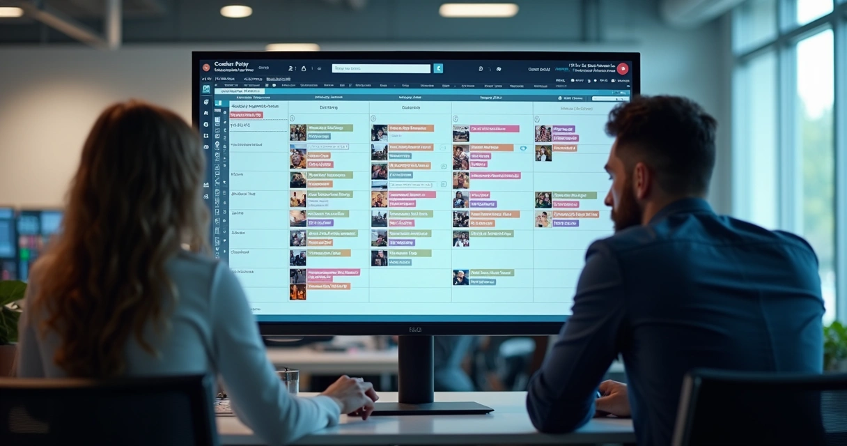 Screen showing multiple videos scheduled automatically by AI 