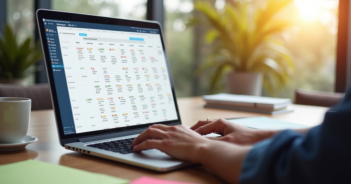 Pessoa agendando posts em calendário digital para Instagram 