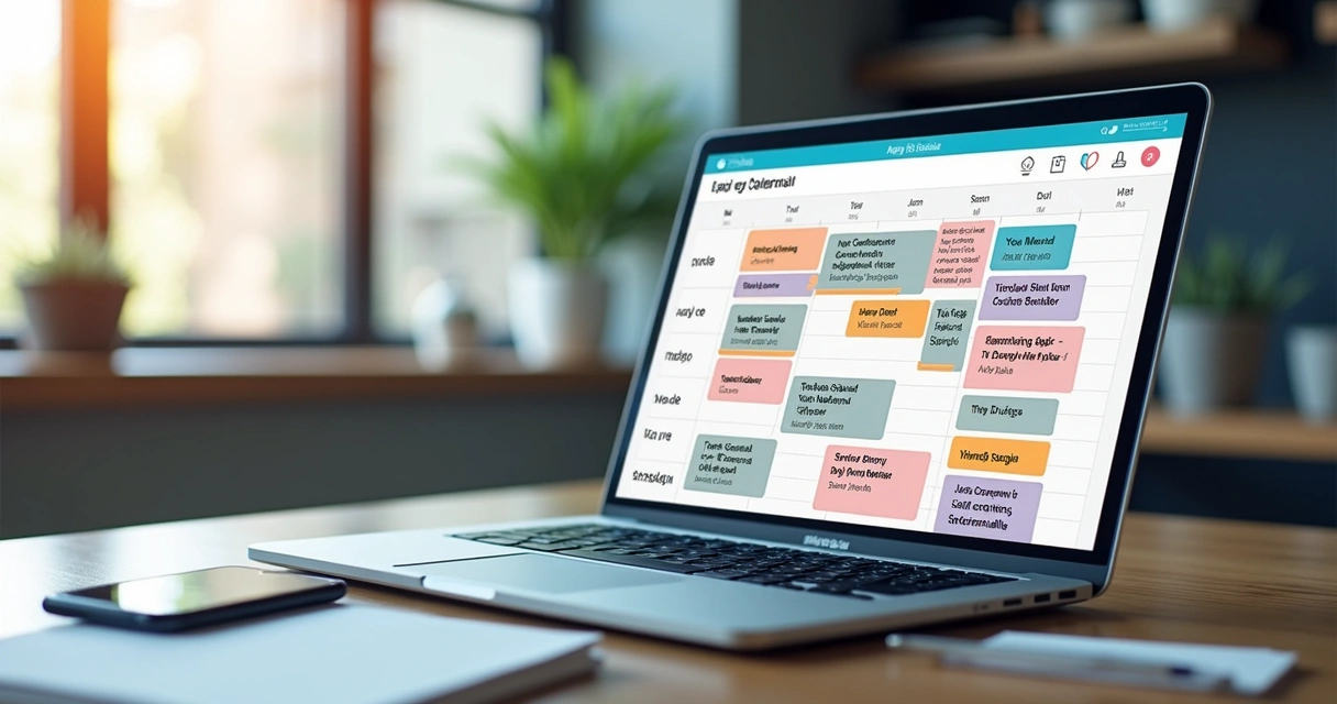 Calendar of postings with short videos scheduled for social media 