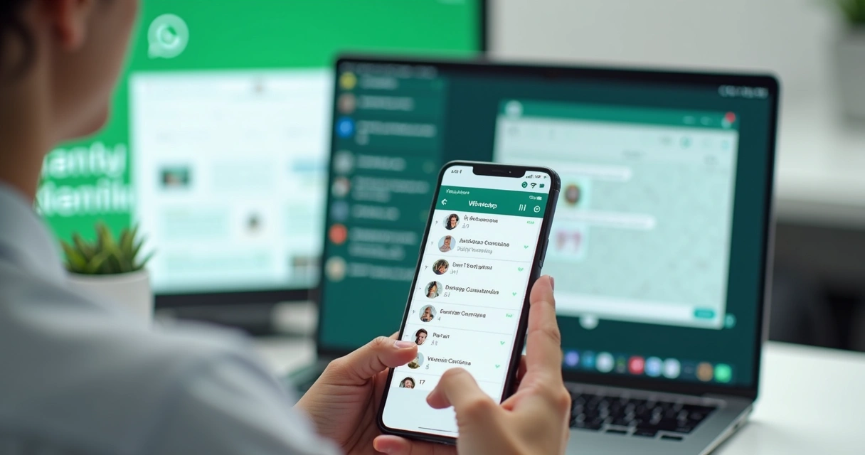 Atendimento de agendamento odontológico no WhatsApp em notebook e celular