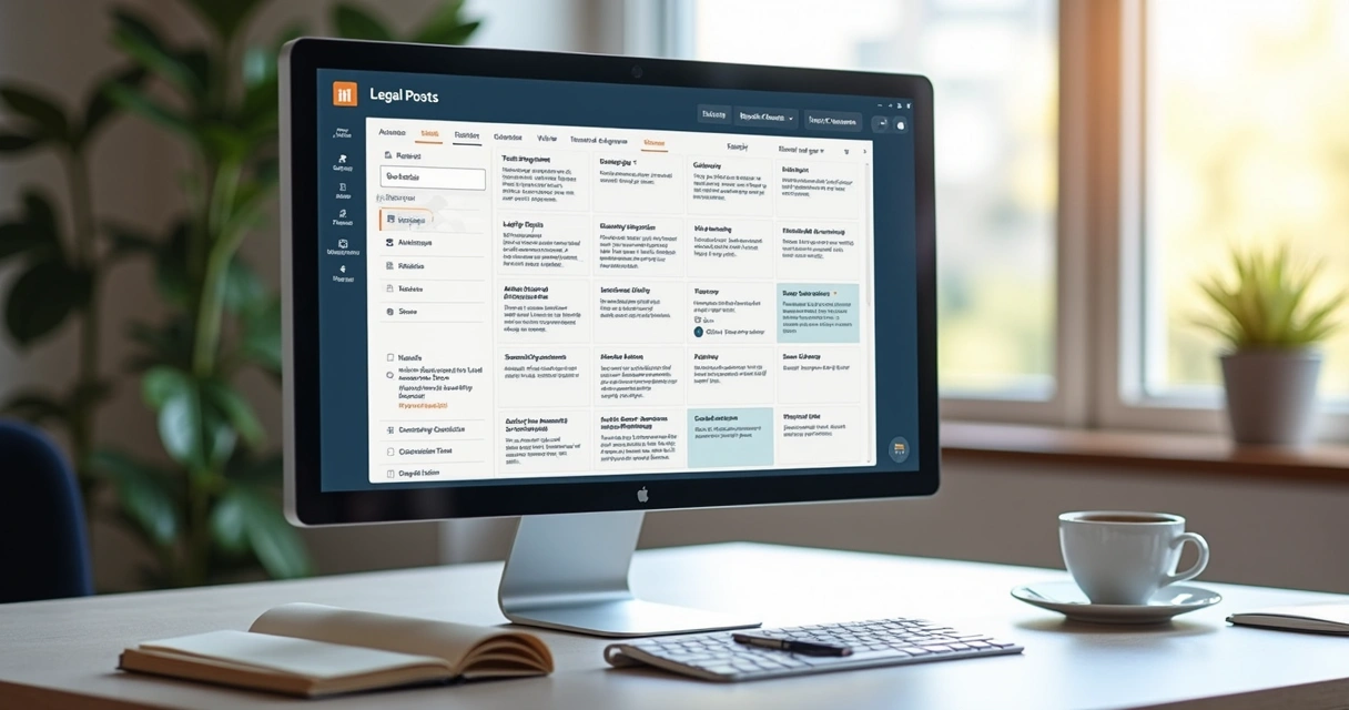 Tela de computador mostrando agenda automática de publicações em site jurídico 