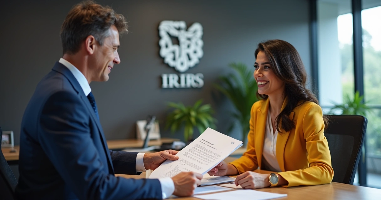 ITIN nos EUA: Como Solicitar e Para Que Serve 3 Atendente de Acceptance Agent e brasileiro trocando documentos de ITIN.