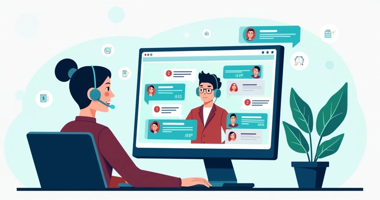 Agente virtual de atendimento respondendo clientes em uma tela de chat 