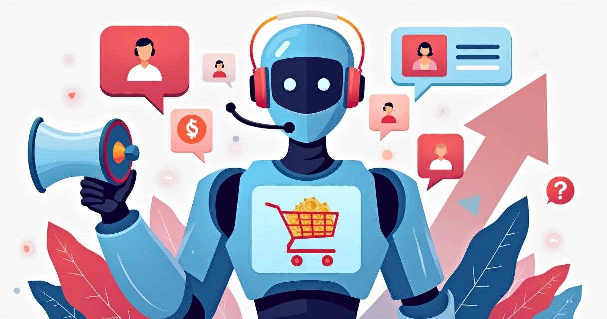 Agente virtual IA conversando com clientes em vendas e marketing 