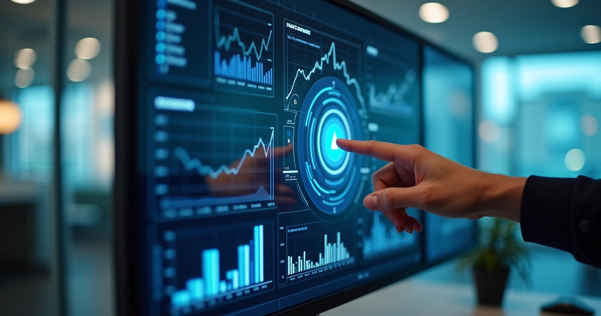 Análise financeira automatizada em tela digital 