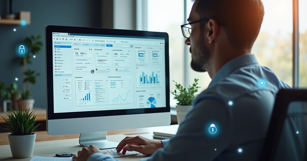 Agente humano analisando dados de atendimento transferidos do chatbot 