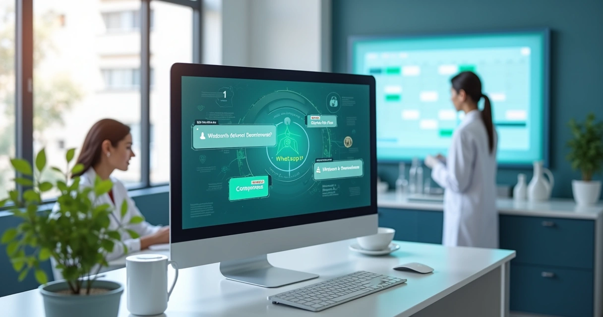Agente de IA automatizando agendamento de consultas odontológicas via WhatsApp em clínica moderna 