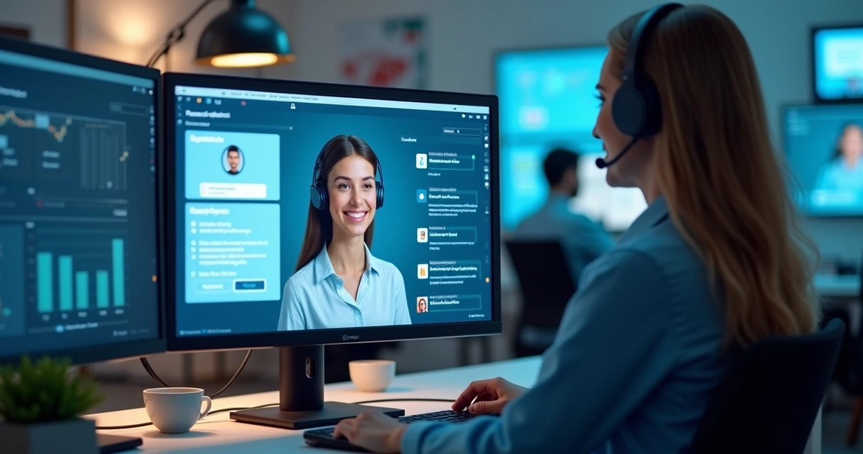 Atendente virtual IA prestando atendimento a cliente 
