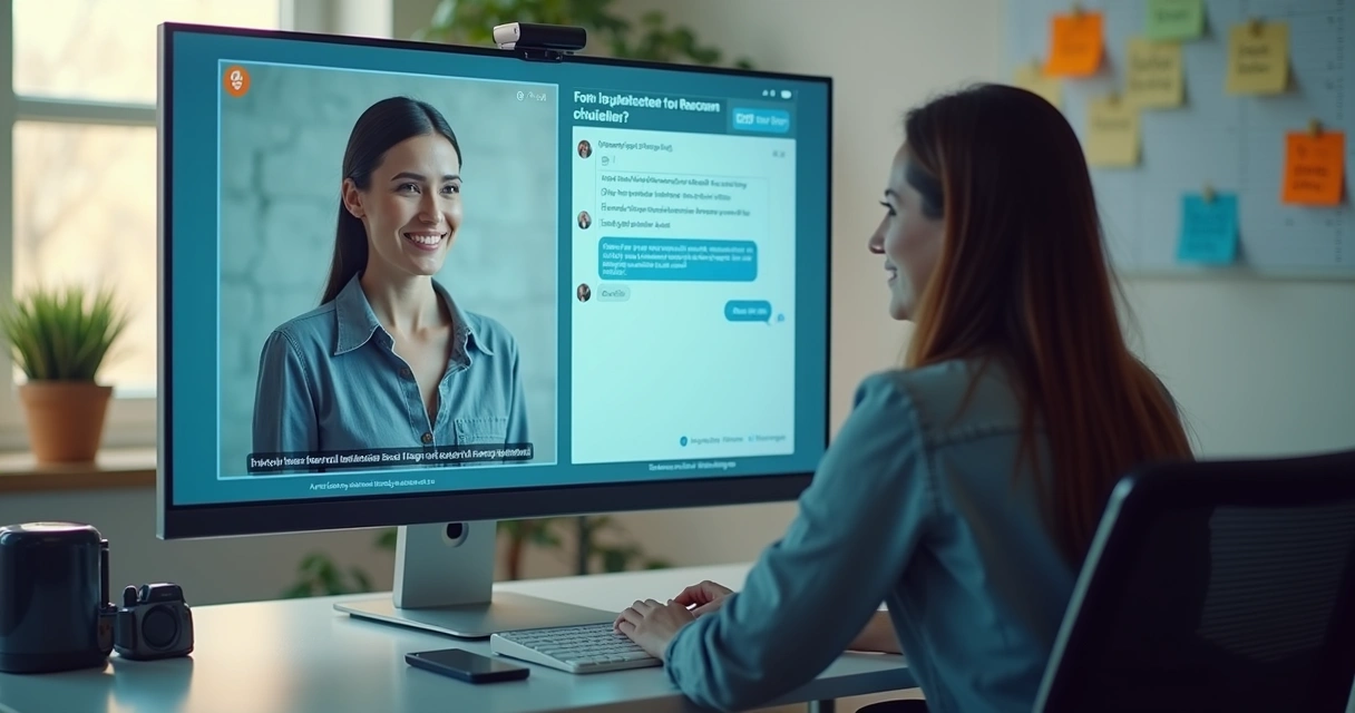 Agente digital atendendo cliente virtualmente 