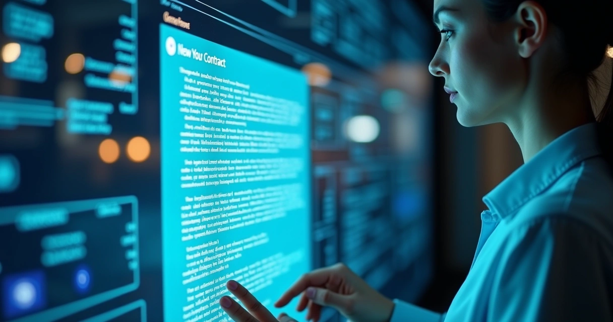 Agente de IA revisando contrato digital em tela 