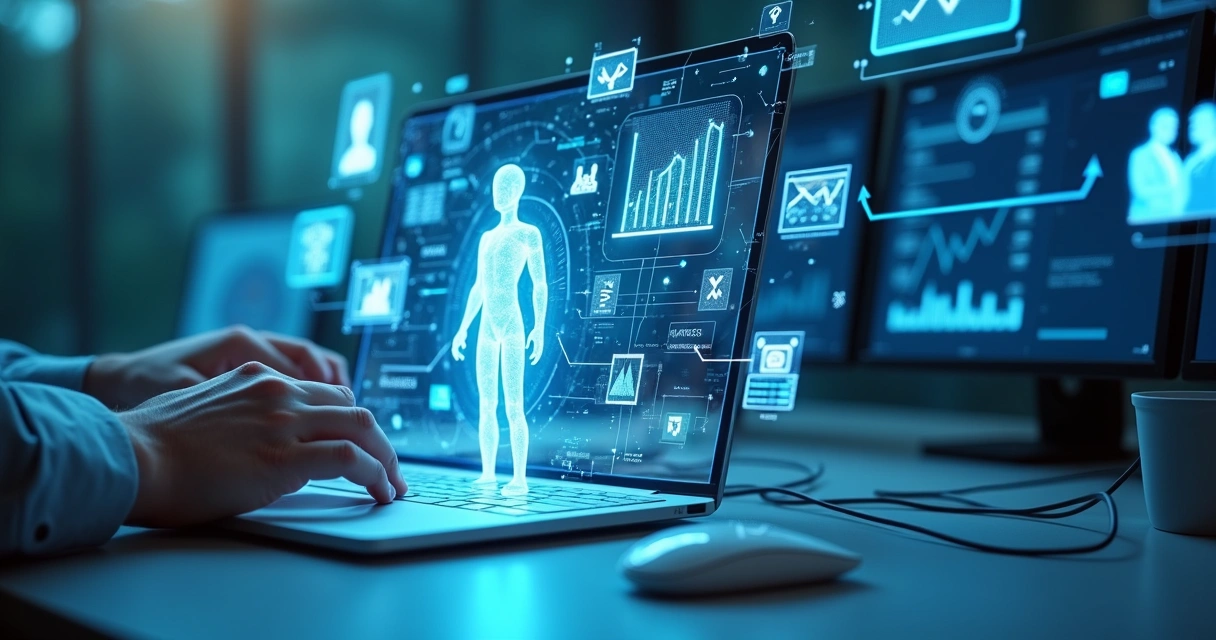 Representação de agente de IA gerenciando tarefas de backoffice em vários sistemas 