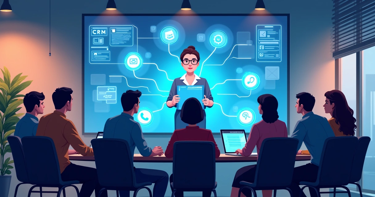 Equipe observando painel de gestão com agente de IA integrando sistemas.