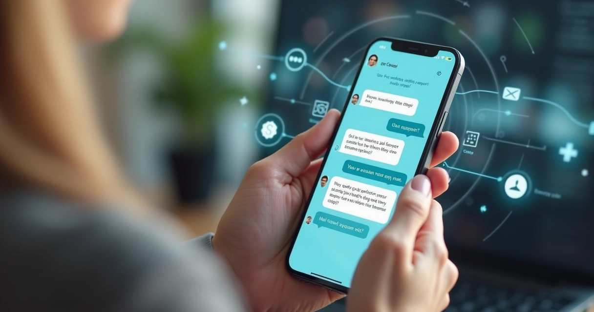 Agente de IA conversando com cliente em interface digital 