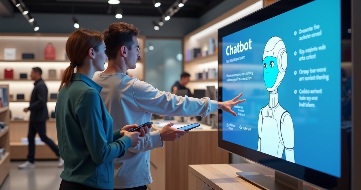 Chatbot de IA atendendo clientes em loja varejista 