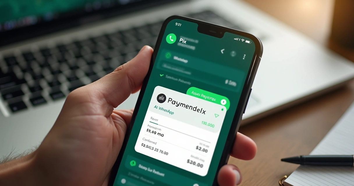 Agente de IA processando comprovante Pix no celular