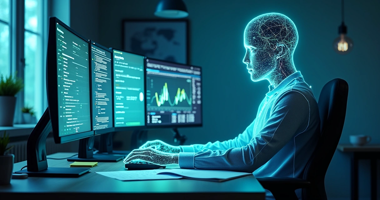 Atendente virtual analisando propostas em tela digital 