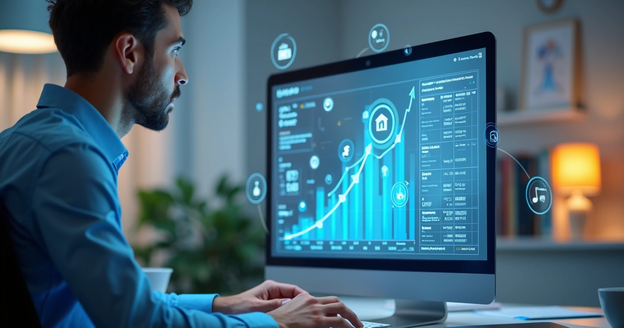 Gráfico digital mostrando crescimento de pequena empresa com IA 